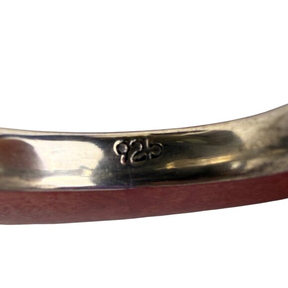 Sterling Silver Womens Red Crescent Enamel Hoop Earrings Vintage Style - Picture 2 of 3